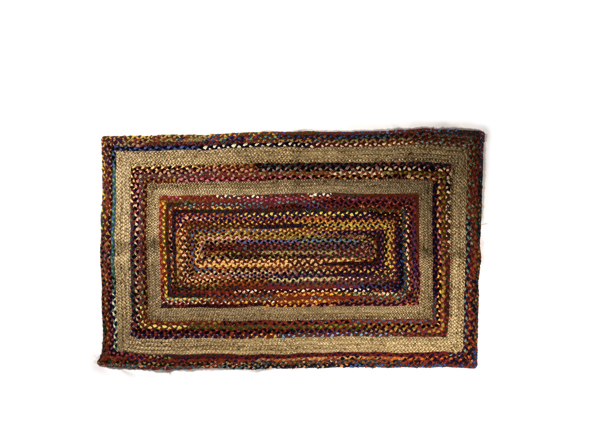 Jute & Cotton Braided Colorful Rug 